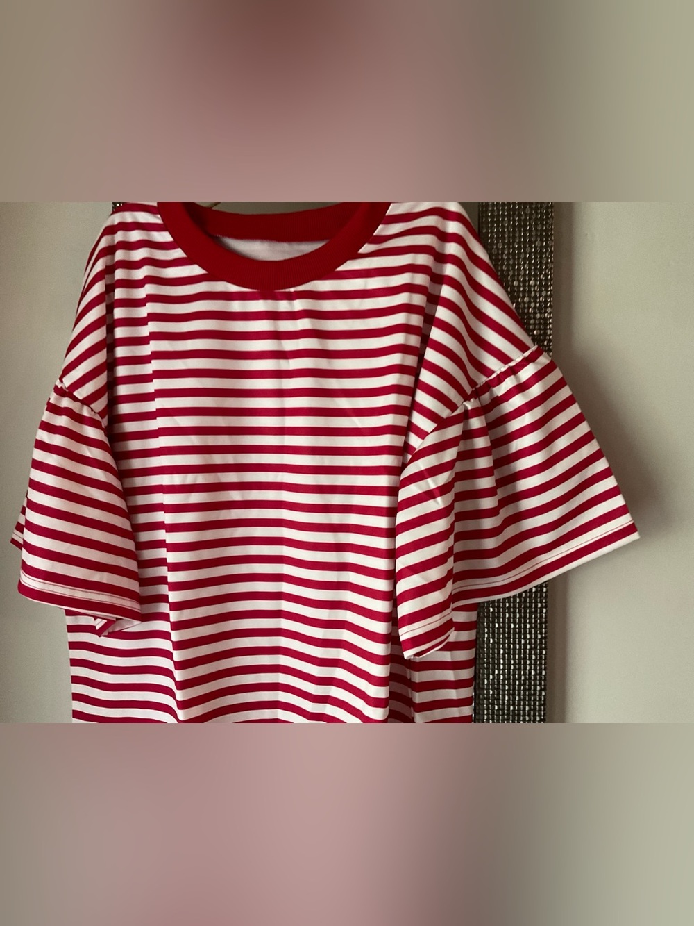 Women's Stripe Short Sleeve Top oversided